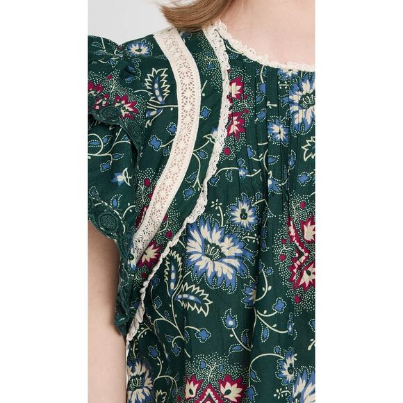 NWOT SEA New York Flutter Sleeve Lace Trim Crop Cotton Top Size Small - Picture 3 of 6